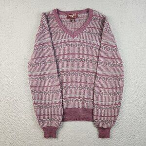 Vtg Acrylic Blend Sweater Men's Extra Large V-Neck Fair Isle Pullover 90s Grunge
